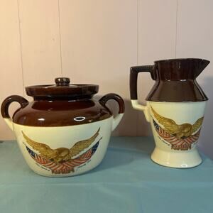 National Gallery of Art McCoy Pottery Spirit of 1776 Eagle Pitcher Canister Set